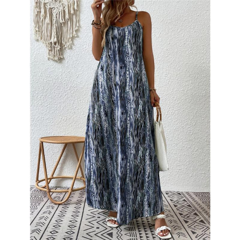 Spring and Summer European and American Women's Women's Printed Sling Dress Women