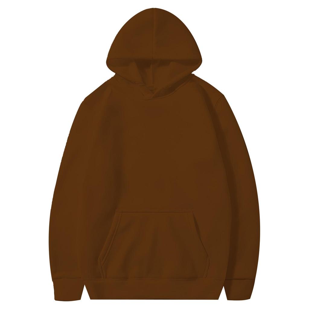 Unisex Fleece-Lined Thick Hooded Jacket - Solid Color, Trendy Autumn/Winter Style, Custom Logo Printing