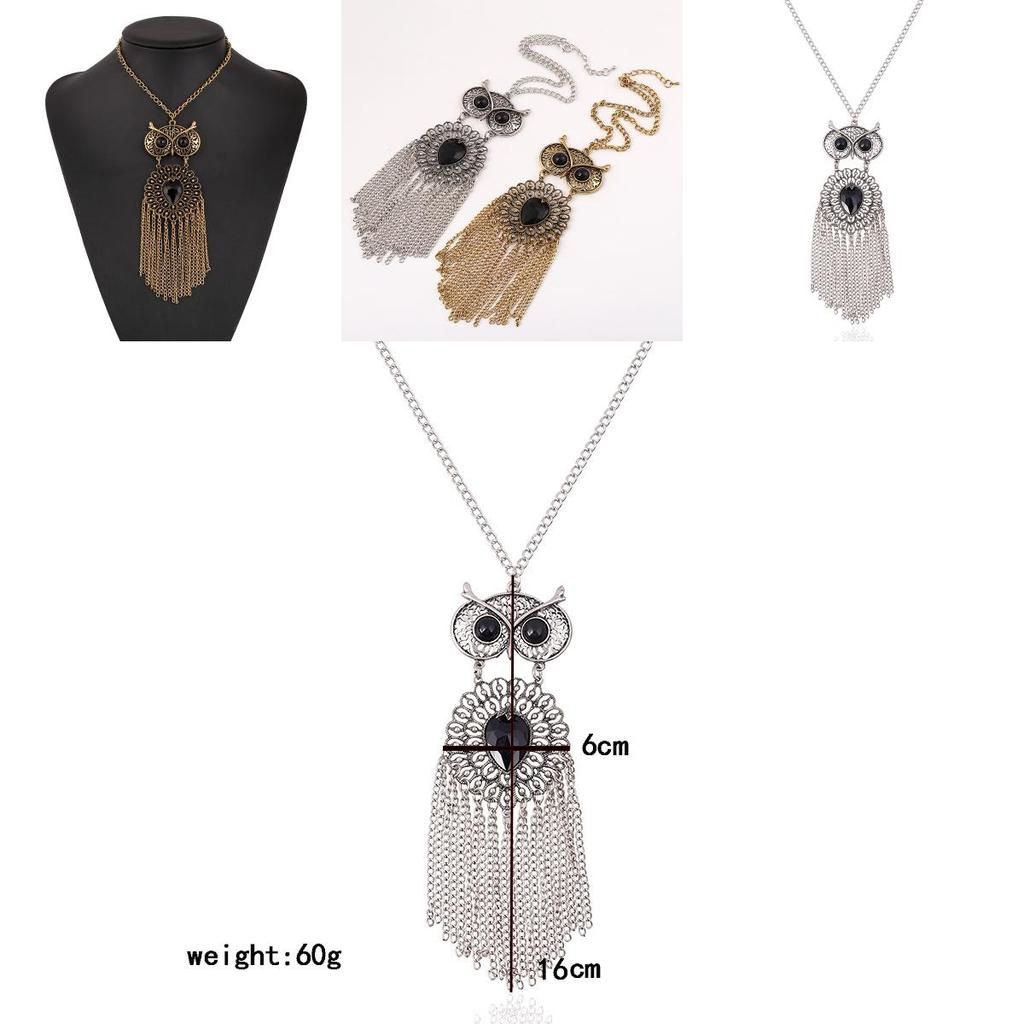 Owl Pendant Necklace With Rhinestone Embellishments For Women And Men