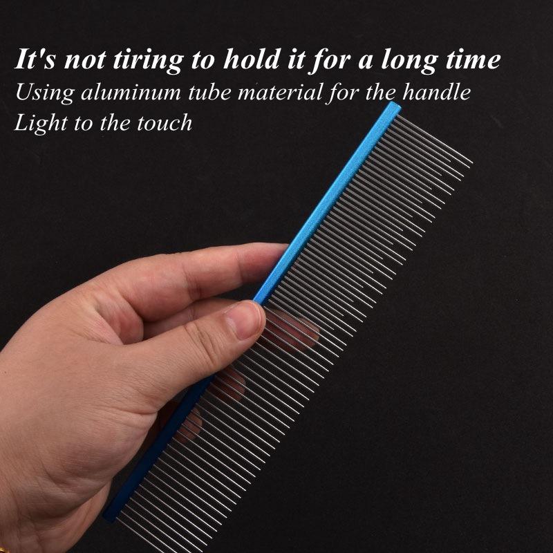19cm Color Metal Pet Comb Long Short Needles Grooming Stainless Steel Comb Removes Loose Hair Tangles Professional Cat Dog Comb
