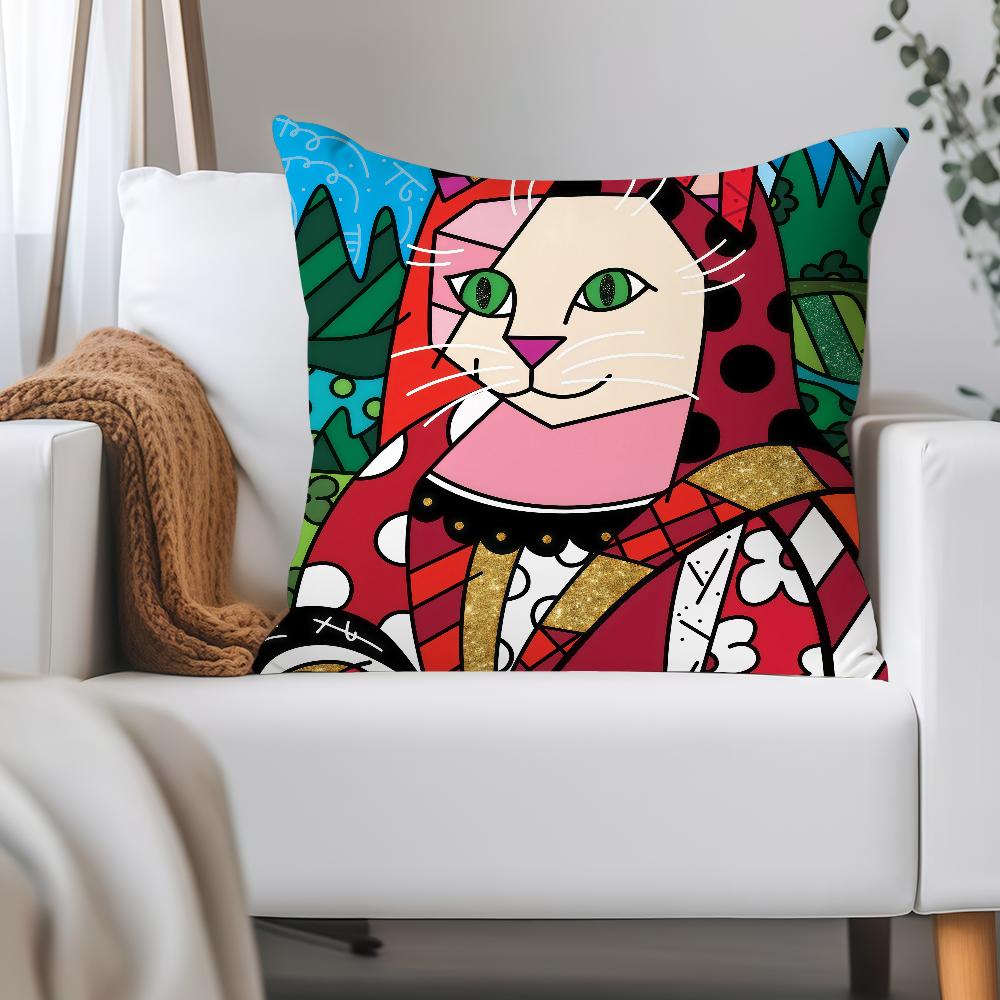R-romero B-Britto Art Pillow Case Applicable Space For Guest Rooms Interiors Cars Office House Decoration