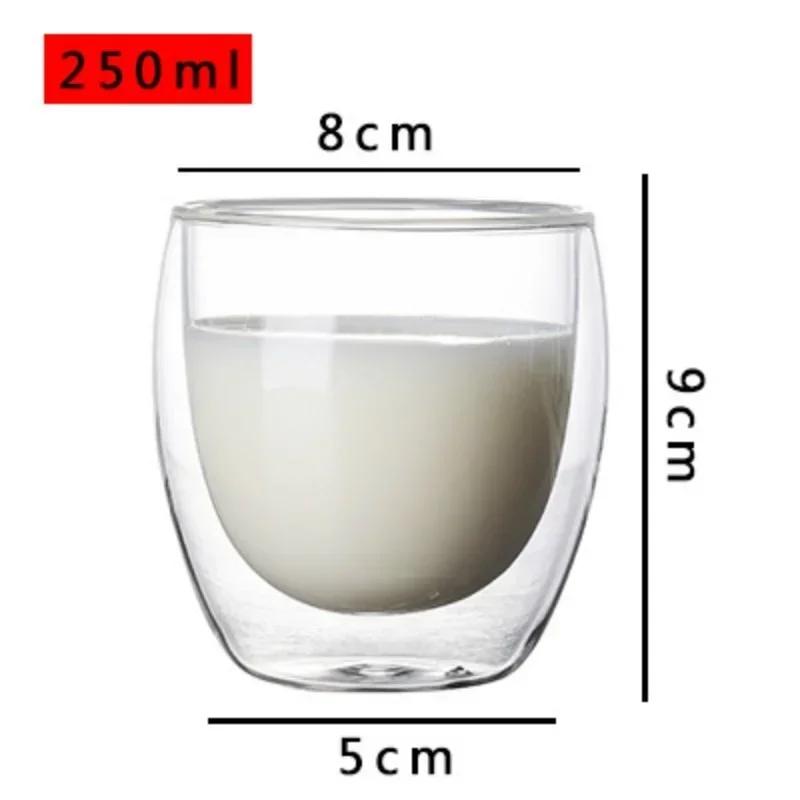Double Wall Glass Coffee Glass Transparent Tea Cup Set Glass Coffee Cup Set Gift Household Drinkware 150/250/350/450/ml 301-400ml