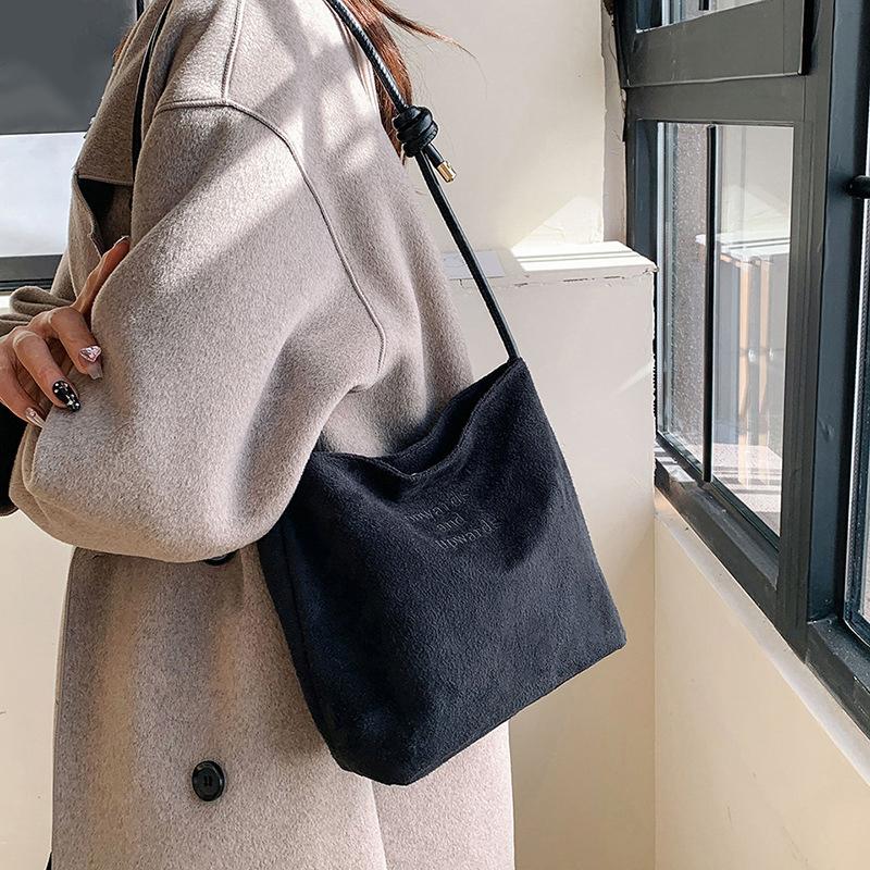 Borsa a mano in pelle scamosciata, casual, con fibbia in corda, multicolore, tracolla regolabile, tote, borsa a tracolla da lavoro, secchiello
