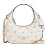 CARMEN 20 Brand Logo Classic Heart-shaped Rivet Design Pebbled Leather Shoulder Crossbody Handbag Small Women's Chalk White