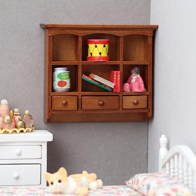 1:12 Dollhouse Mini Furniture Ob11 Miniature Scene Model Wooden Maroon Cabinet Wall Hanging Children Gift