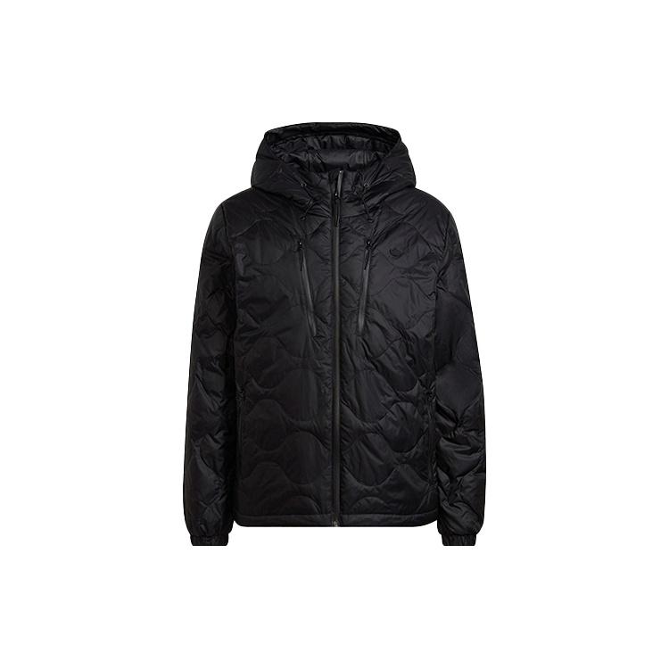 adidas originals Sports Zipper hooded Long Sleeves Down Jacket Black Men s H13586 S
