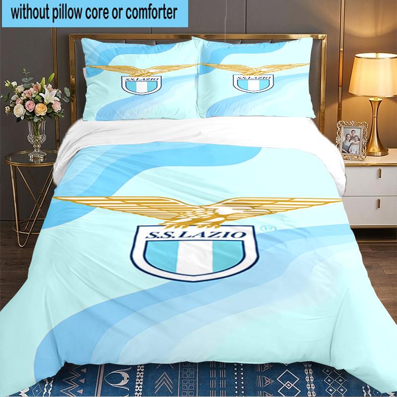 3PCS Lazio Football Crest Bedding set,Ideal For1pc Duvet Cover And 2pcs Pillowcases Perfect for Christmas gift,Ideal for Bedroom, Dormitory
