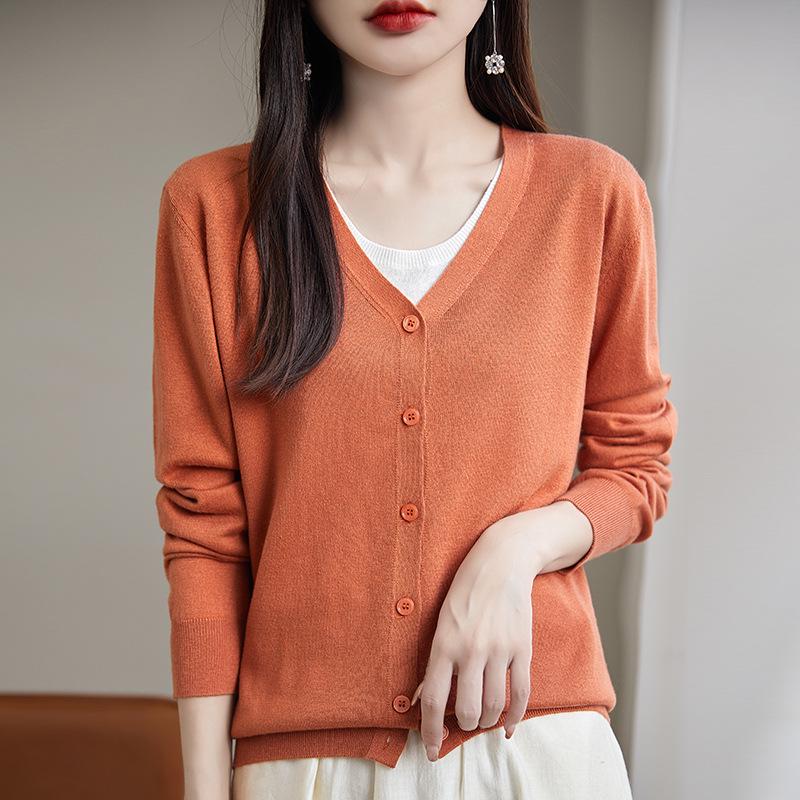 Women's 2025 V-Neck Knitted Cardigan & Sweater Set, Spring/Autumn Style, Short and Lightweight.