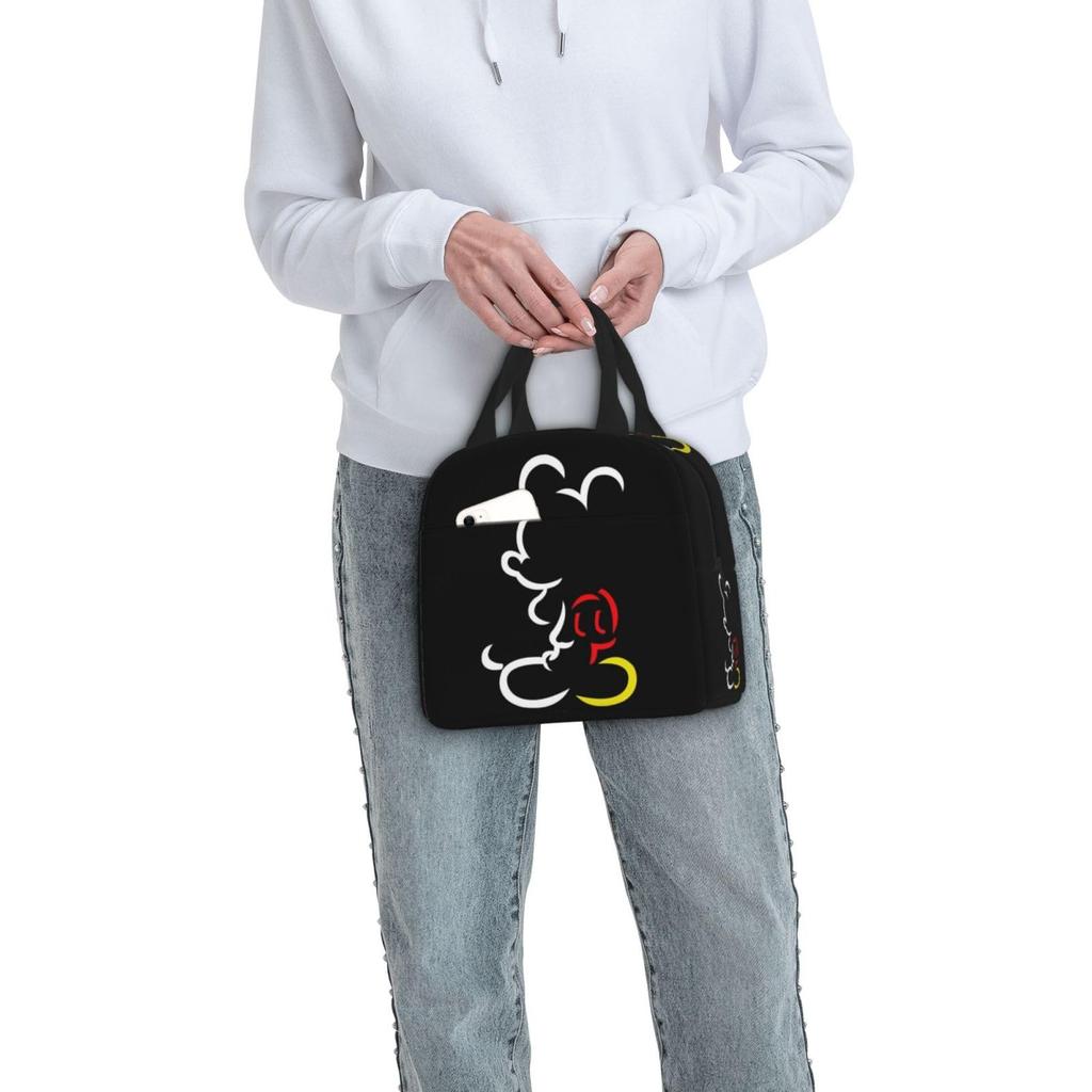 Mickey Mouse lunch bag with a zipper This portable insulated lunch bag features a soft cooler bag and a stylish clasp a great tote bag for or any