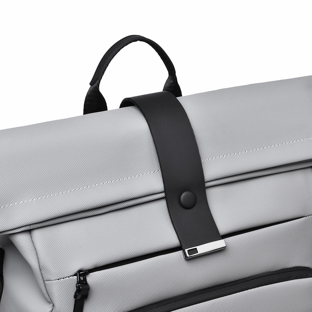 Modern Oxford Fabric Backpack for Men & Women – Minimalist Roll-Top Design with Water-Resistant Material and Multiple Pockets