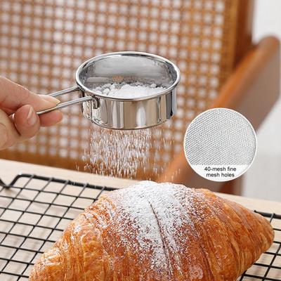 Kleiner Edelstahl-Mehl-Sieb Feines Maschensieb für Kakaopulver Handheld-Zucker-Ei-Flüssigkeitsfilter für die Heimküche Backen