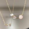 Sugar Cube Zircon Necklace Women's Ins Simple Niche Design Sense Pearl Clavicle Chain Stainless Steel