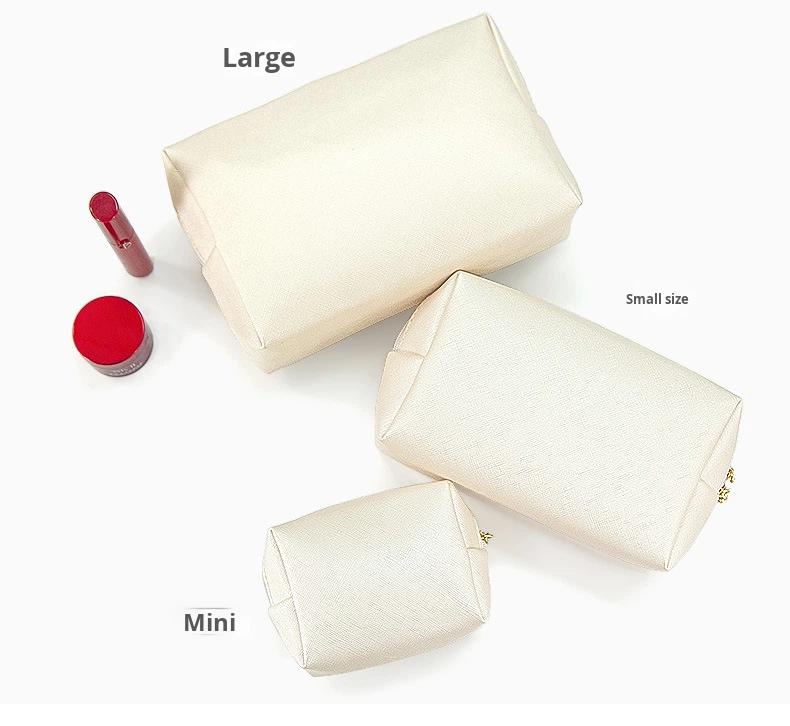 Cosmetic Bag Women Popular Product Pu Hand-Held Portable Square Waterproof Zipper Cute Travel Makeup Skincare Bag