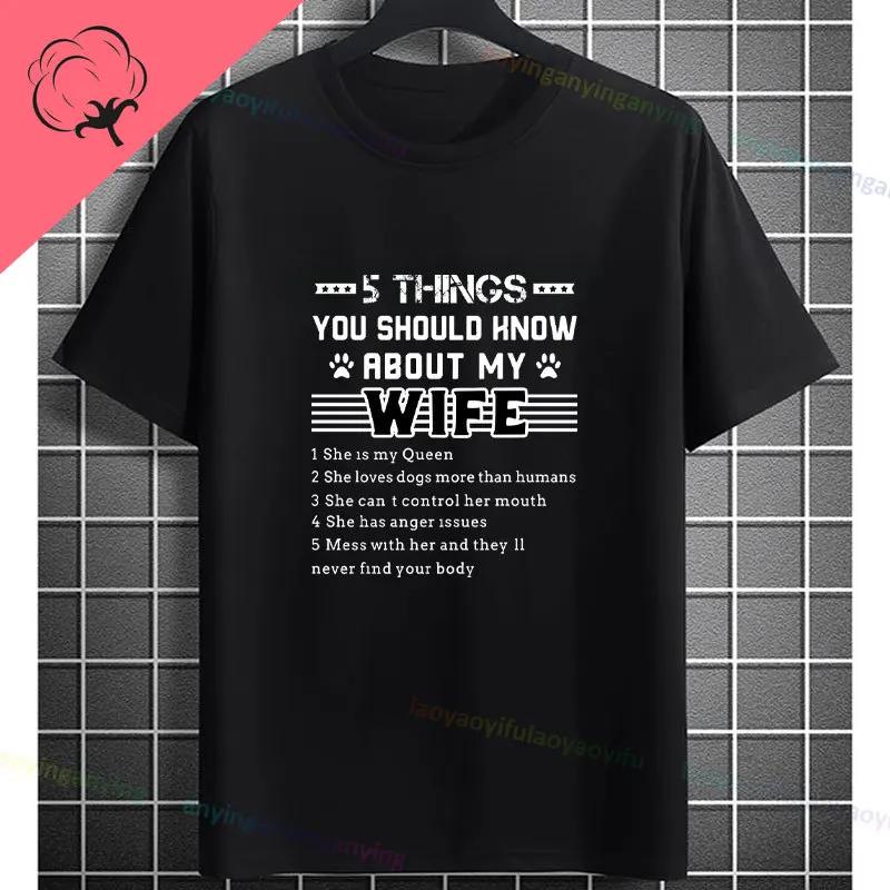 Moglie Felice Vita Felice Slogan Divertente Modello Maglietta Puro Cotone Girocollo Casual Manica Corta Magliette Per Unisex Stile Umoristico T-shirt