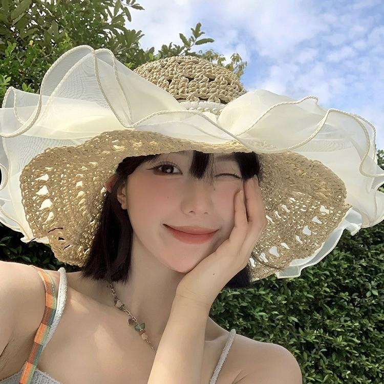 Trendy Style Korean Summer Hat For Adults With Large Brim And Design Protective