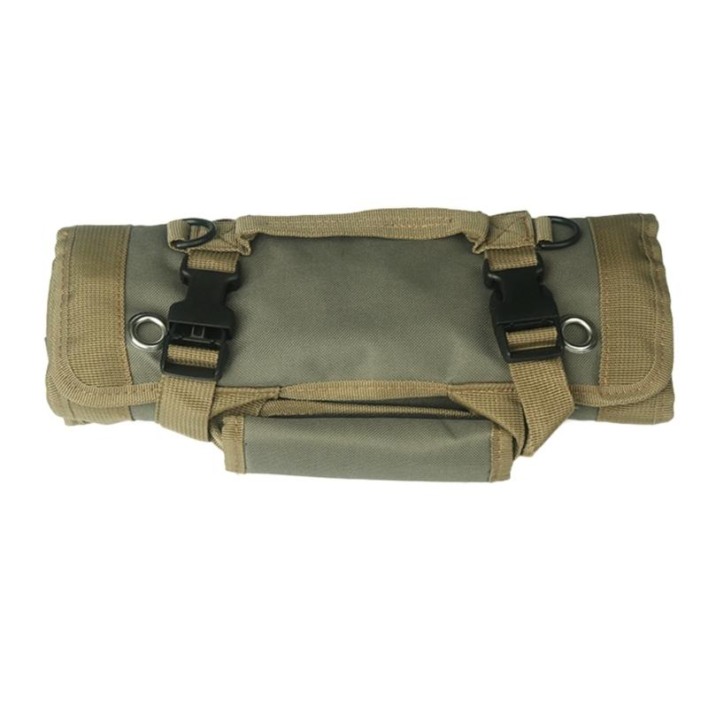 Werkzeugrolle Tasche Leinwand Werkzeugtasche Aufrollbare Tasche Kleine Werkzeugtasche mit 4 Reißverschlusstaschen Verschleißfeste Werkzeug-Transporttasche Werkzeug