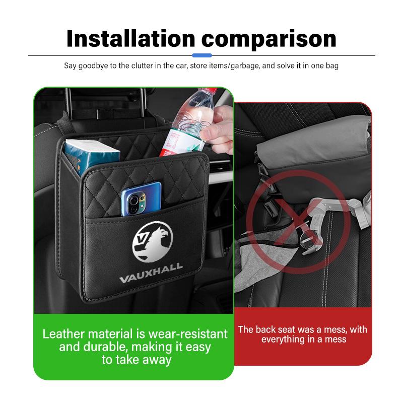 Leather Car Seat Storage Bag Chair Back Water Cup Tissue Box For Vauxhall VXR8 Astra Zafira Vectra Tigra Corsa D G J H
