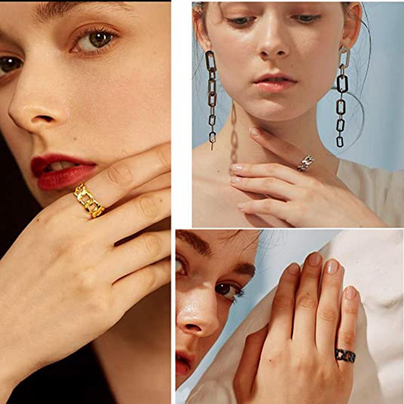 Starry Night Titanium Steel Chain Ring: Trendy Minimalist Hip Hop Style Jewelry