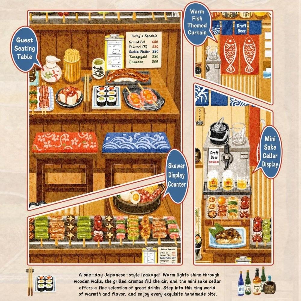 Stress‑relief 3D Miniature Scene Stickers Izakaya Scene DIY Cabin Scene Sticker Toy