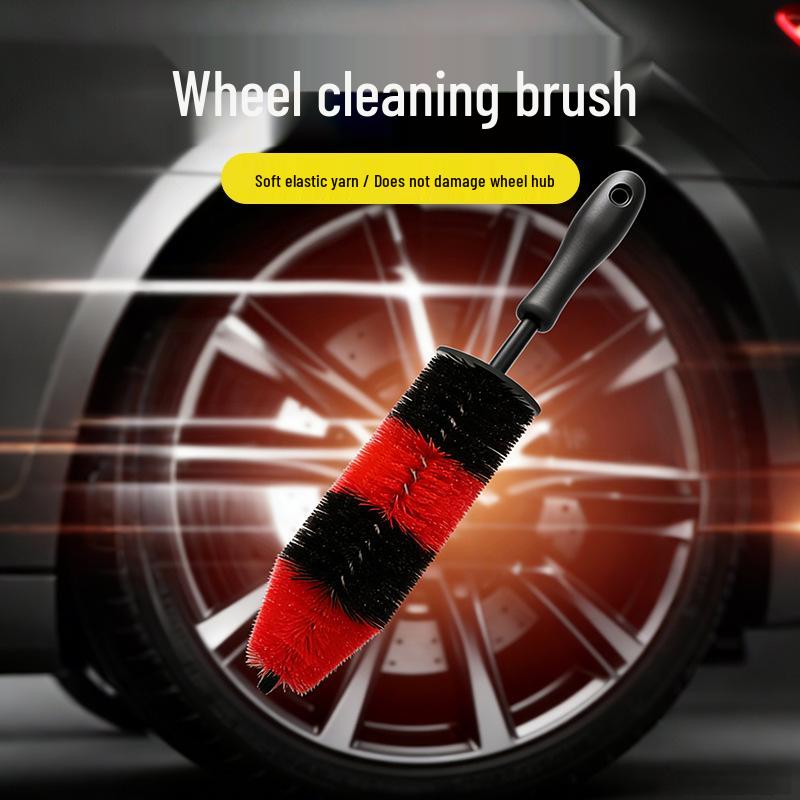 Long-Handled Bent Wheel & Tire Brush - Large Bristle Cleaning Tool for Car Wheels and Engine Interior