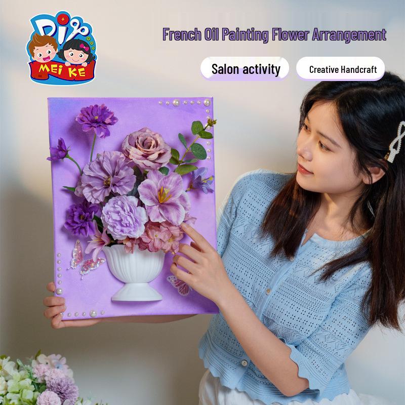 Meike Creative DIY French Flower Painting Activity: Handmade Fun for Parent-Child and Team Art Salon