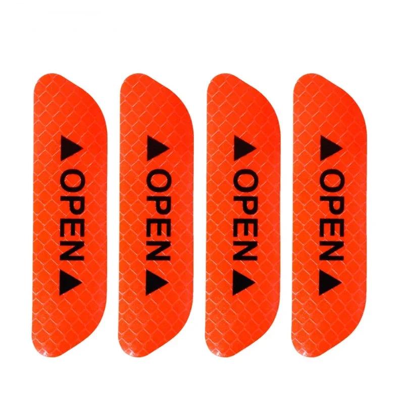 4PCS/Set Universal Safety Warning Signs OPEN High Reflective Tape Autonomous Driving Safety Reflective Strip Door Sticker