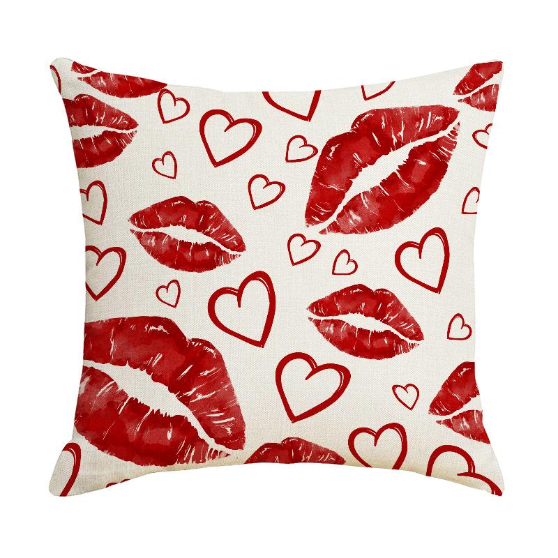 Valentine's Day Pillowcase Linen Love Printed Home Cushion Cover Living Room Sofa Pillowcase