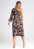 Elegant One-shoulder Dress with Long Sleeves In a Floral Pattern M961, Size