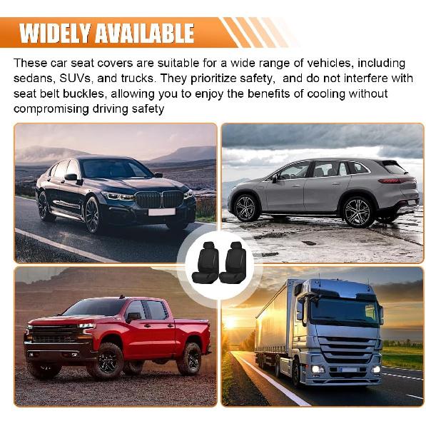 Car Seat Covers, Breathable Comfortable Automotive Seat Protectors, Anti-Slip Front Seats Covers Airbags Compatible, Universal Washable Vehicle