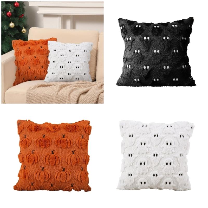 Bat Pattern Specters Themed Pillow Cover for Halloweens Decorations Sturdy Plush Fabric