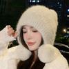 Winter Plush Hat Women's Fleece-lined Warm Earflap Knit Beanie Cycling Cold Weather Hat