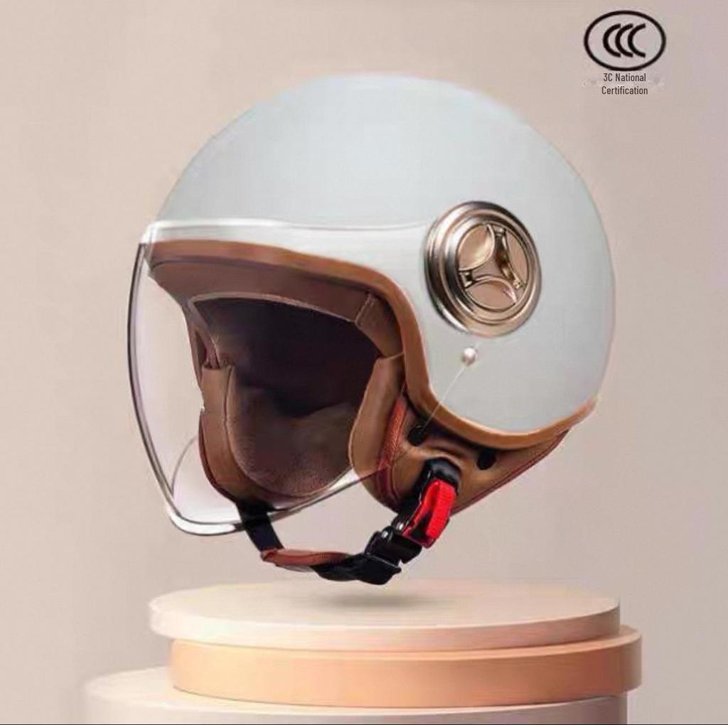 "Universal Retro Gray Motorcycle Helmet, 3C Certified for All Seasons"