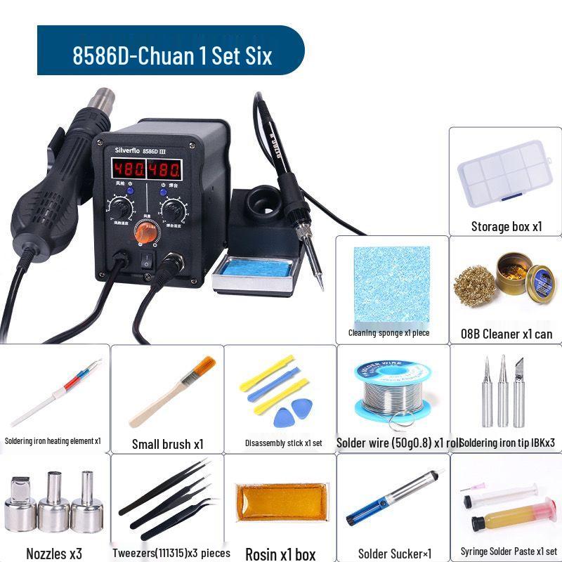 8586D High-Power 2-in-1 Desoldering Station: Constant Temperature Hot Air & Soldering Iron for Mobile Phone & Computer Chip Repair.