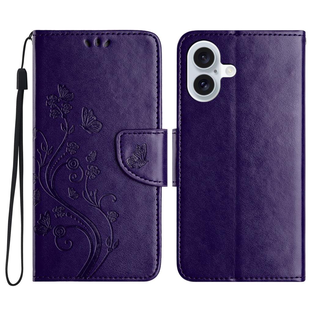 For iPhone 17 Case Imprinted Mini Butterfly Leather Wallet Phone Cover