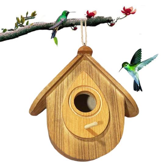 Ahşap Askılı Kuş Evi El Yapımı Bir Çerçeve Kuş Evi Açık Hava Bahçe Dekoru Çalıkuşları Chickadees Sinek Kuşları için Kuş Evi