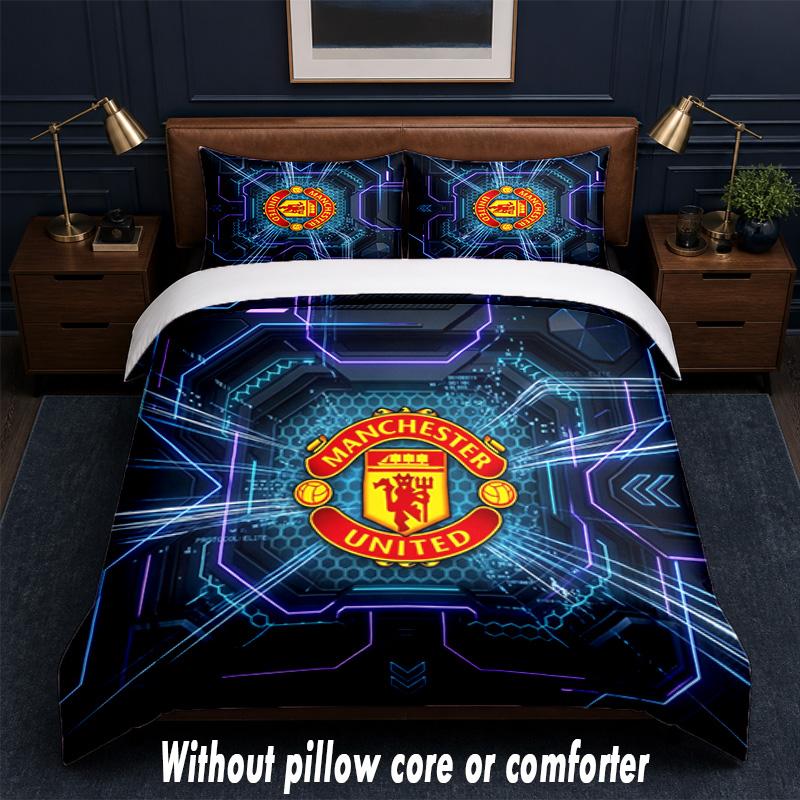 Designové povlečení Manchester United 1 povlak na peřinu + 2 povlaky na polštář Měkké prodyšné domácí povlečení