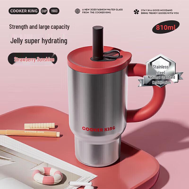 COOKER KING 810ml Strawberry Sunshine Insulated Straw Tumbler