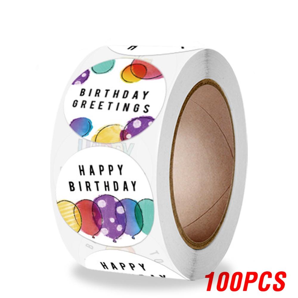 100-500pcs Cute Happy Birthday Sticker Birthday Gift Decoration Label Sealing Balloon Cake Label Packaging Scrapbook Sticker