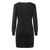 Fashion Spring & Fall New Arrival round Collar in Black Chiffon Patchwork Minimalist Elegant Commuter Long Sleeve Dress Mid-Length Dress for Women