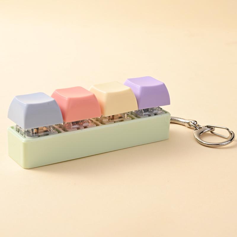 4 Keys Button Keycap Stress Relief Adult Fidget Toy Keychain 4 Keys Keyboard Fidget Gadgets Toys Diy Keyboard Keychain Toys
