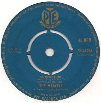 7inch Record MARCELS - Summertime  7N25083 Pye Internation 1961 UK Rock Used