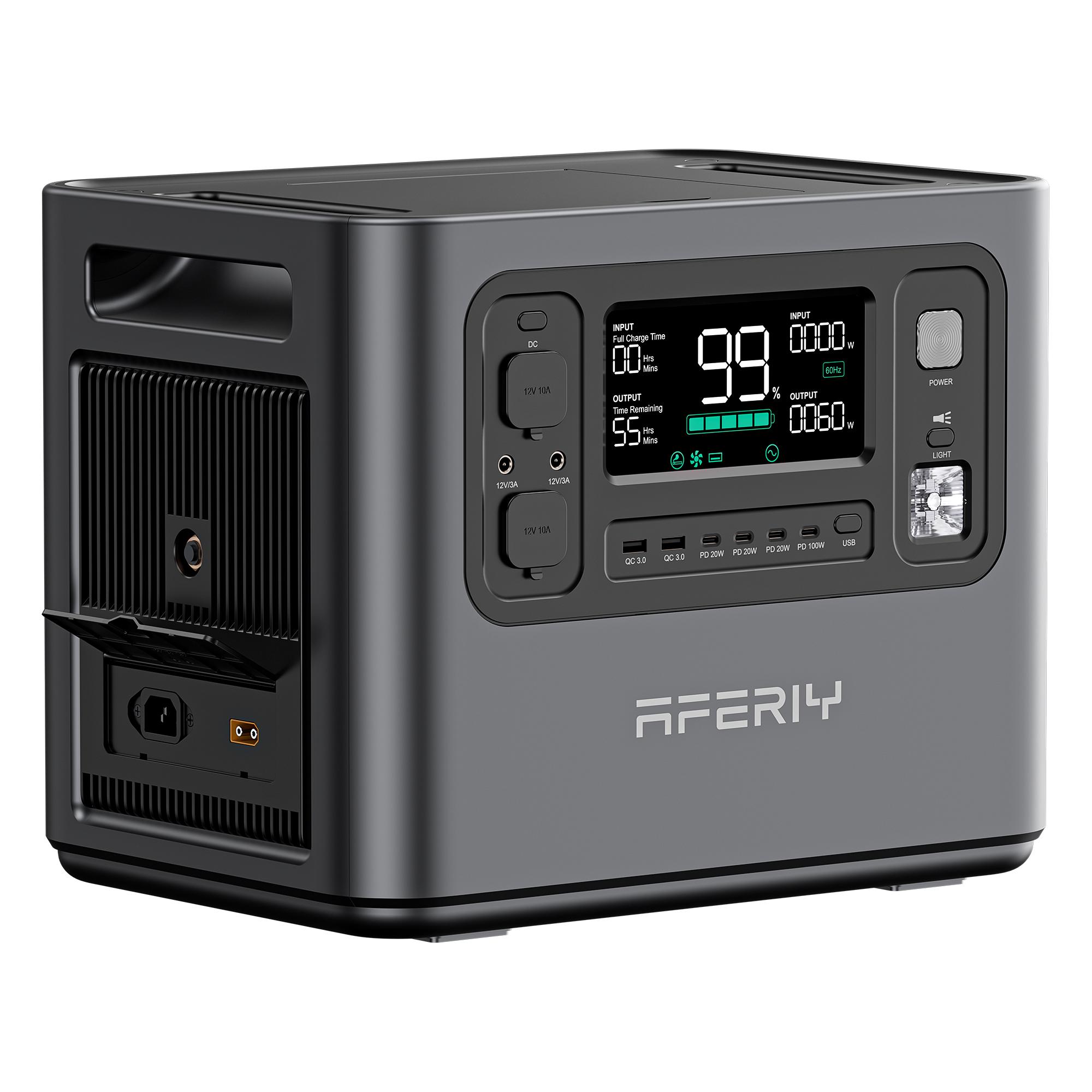 AFERIY P210 Tragbare Powerstation 2400W 2048Wh LiFePO4-Batterie 13 Ausgänge, Schnellladung, App-Steuerung, Mobile Stromversorgung für Outdoor-Camping schwarz