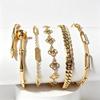 European & American Light Luxury Gold-Plated Titanium Bracelet Set: Bamboo Joint, Four-Leaf Clover, Cuban Chain Design for Women