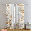 Set Of 2 Gold White Floral Curtains Design Living Room Office Bedroom Kitchen Elegant Made Polyester Area Window Treatment