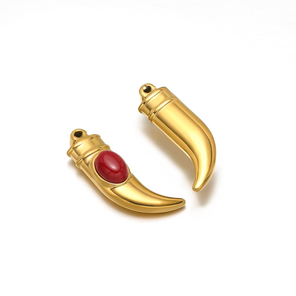 

5pcs Gold Stainless Steel Natural Stone Pepper Ox Horn Charms for DIY Women Necklace Pendants Jewelry Bracelet Earrings Making