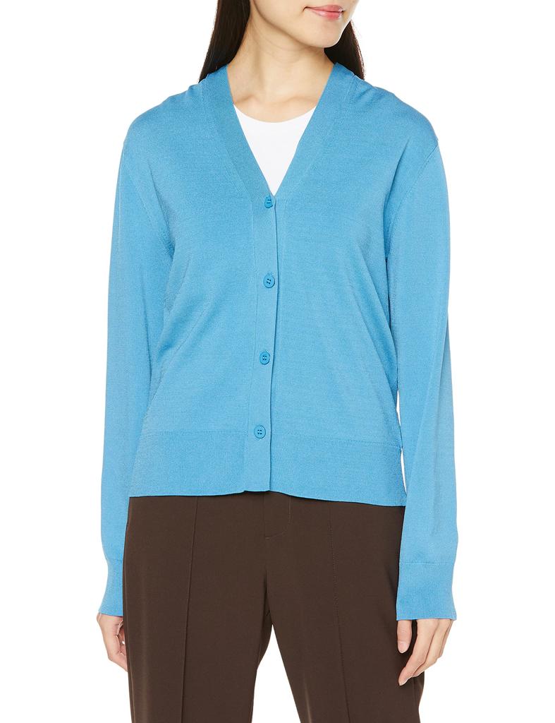 Mira Owen Size Size 1 Women's High-Gauge V-Neck Cardigan, 09WND231091, Blue,