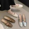 Fashion 2024 Hot Sale Ladies Shoes Closed Toe Women's Slippers Fashion Buckle Strap Dress Slippers Women New Square Toe Flat Slippers