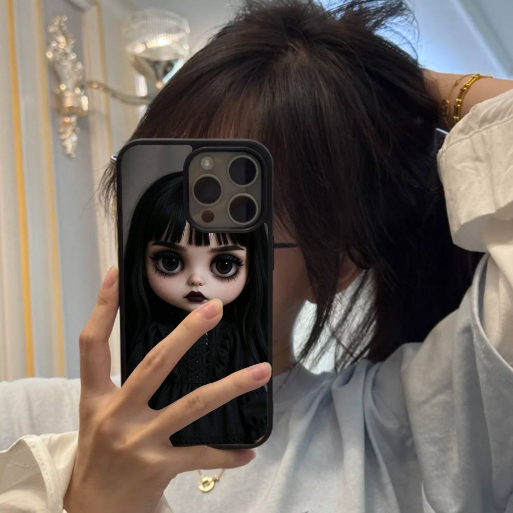 Dark Cute Girl Doll  Hard Plastic Phone Case For Iphone 17 Air 16 15 14 13 12 11Pro Max PC TPU Cover
