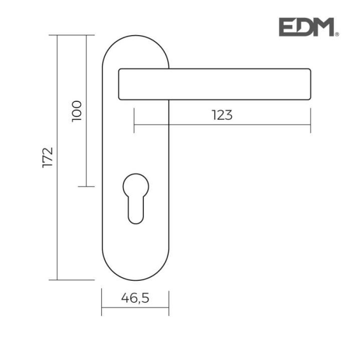 Poignée pour porte coupe-feu - 172x46,5mm - Couleur noire - Forme rectangulaire