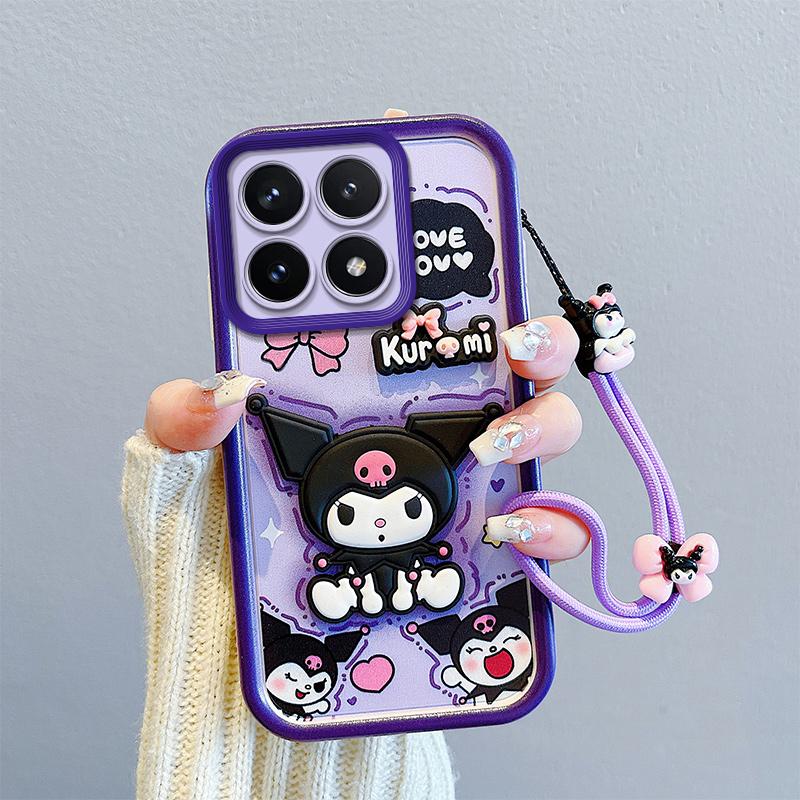 KEYSION Nárazuvzdorné pouzdro pro Xiaomi POCO F6 Pro se šňůrkou Měkký silikonový roztomilý 3D kreslený panáček Kryt na telefon pro POCO X6 Pro 5G